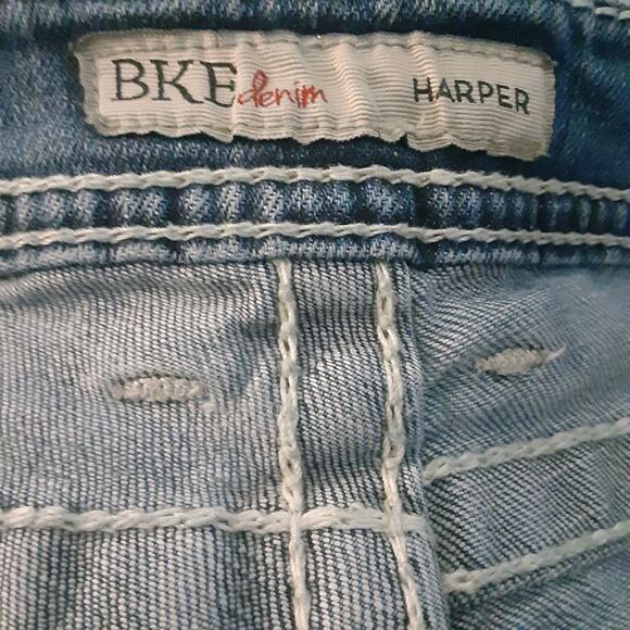 BKE Jeans Womens 30 Bootcut Harper Thick Stitch Mid Rise Whiskers Distressed - Picture 3 of 12